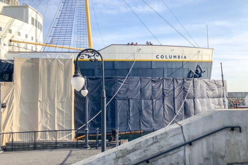 SS Columbia Dockside Stage Construction Front Ship